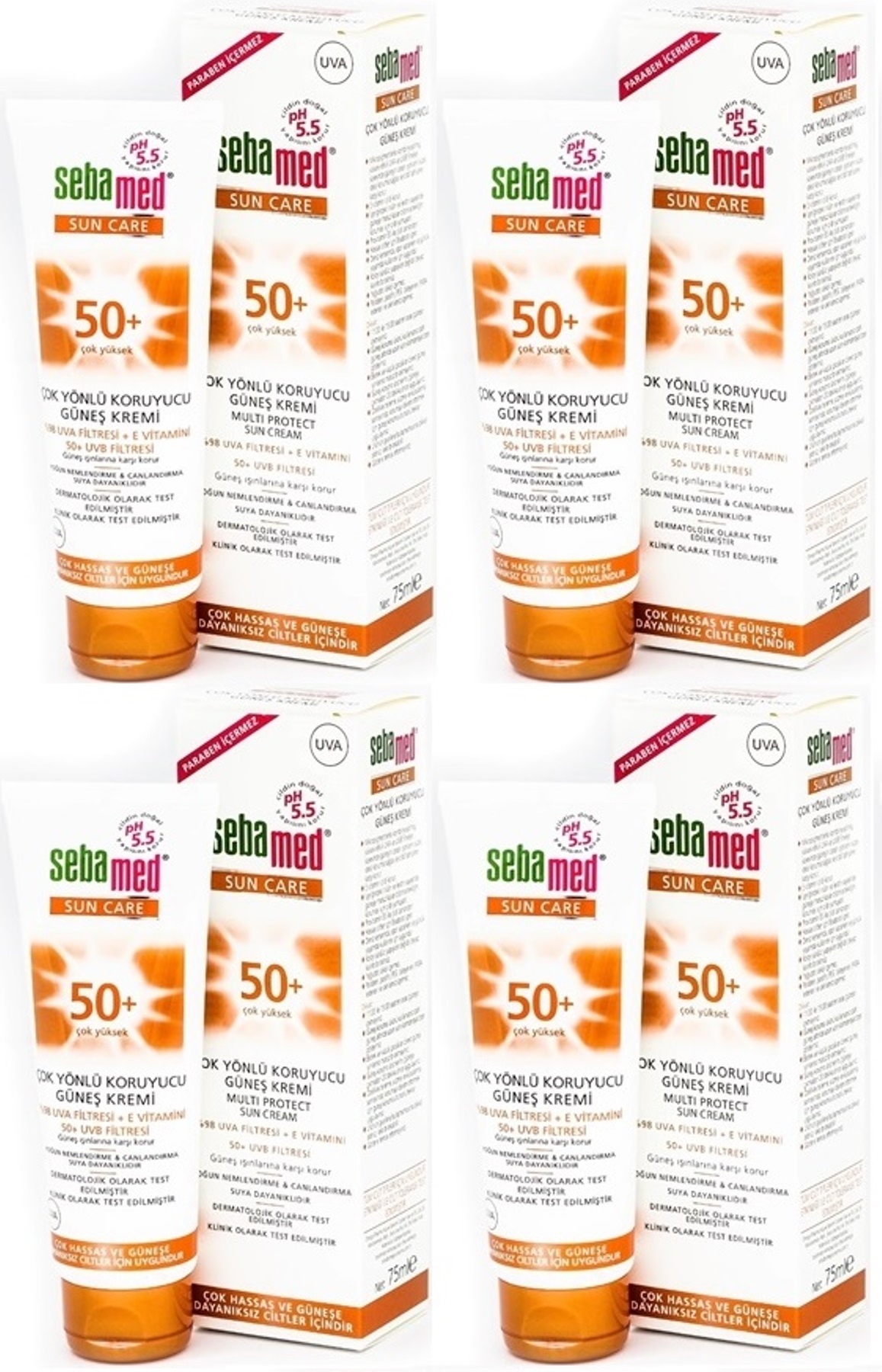 Sebamed Sun Care Çok Yönlü Koruyucu Güneş Kremi 75ML SPF 50+ Faktör (4 Lü Set) Sebamed Sun Care Çok Yönlü Koruyucu Güneş Kremi 75ML SPF 50+ Faktör (4 Lü Set)
