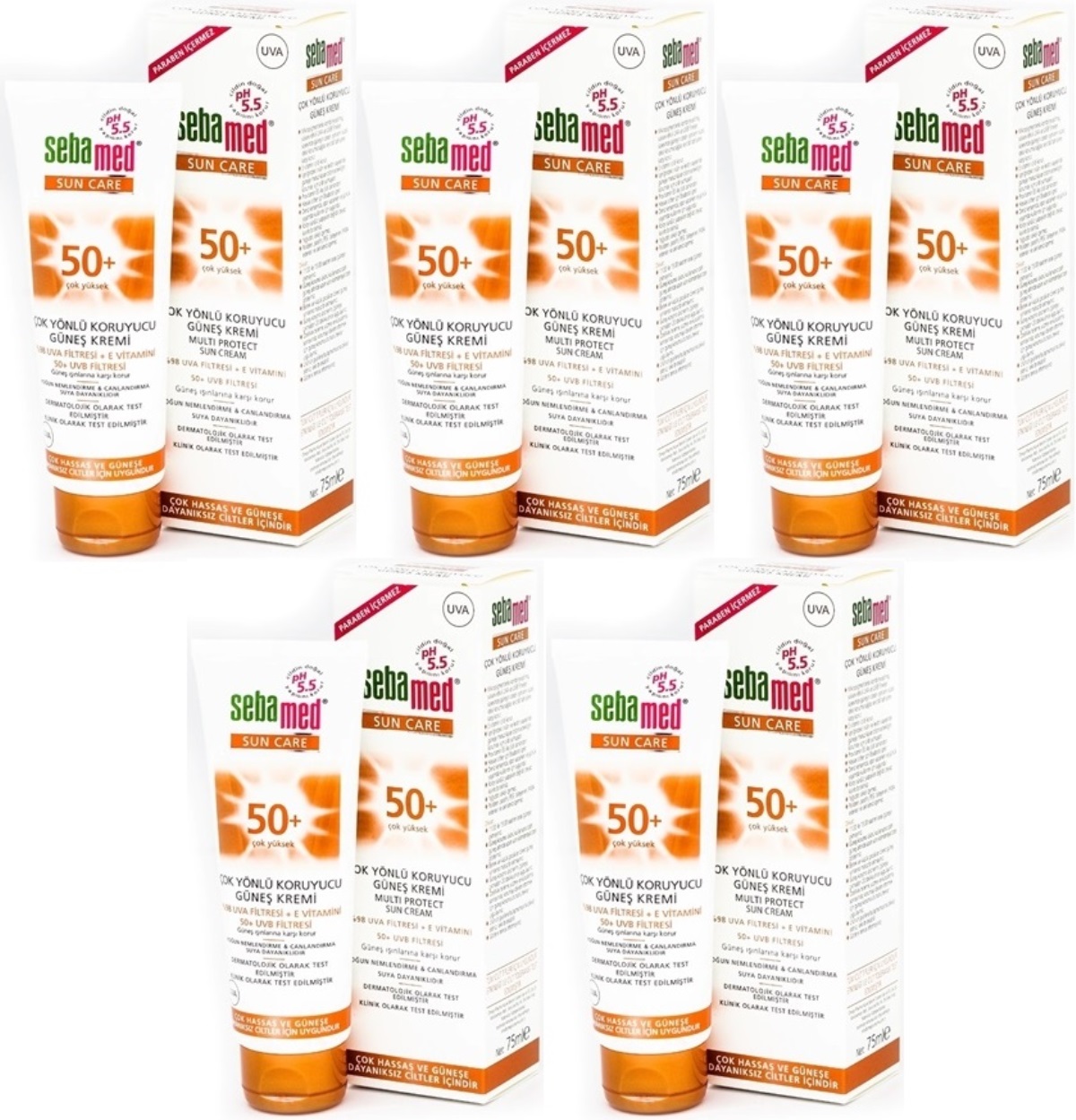 Sebamed Sun Care Çok Yönlü Koruyucu Güneş Kremi 75ML SPF 50+ Faktör (5 Li Set) Sebamed Sun Care Çok Yönlü Koruyucu Güneş Kremi 75ML SPF 50+ Faktör (5 Li Set)