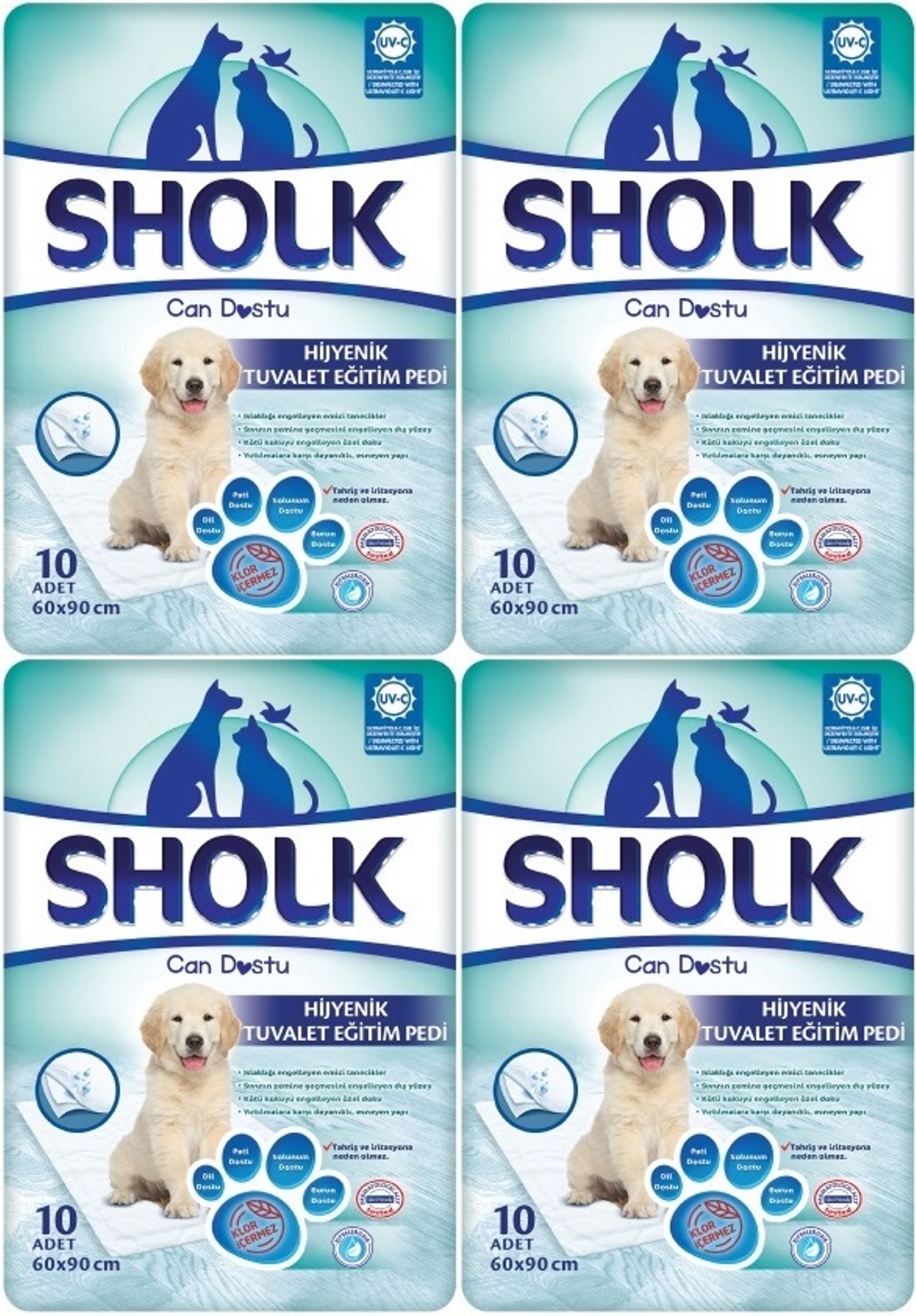 Sholk Evcil Hayvan Tuvalet Çiş Eğitim Pedi 60*90CM 40 Adet (4PK*10) Sholk Evcil Hayvan Tuvalet Çiş Eğitim Pedi 60*90CM 40 Adet (4PK*10)