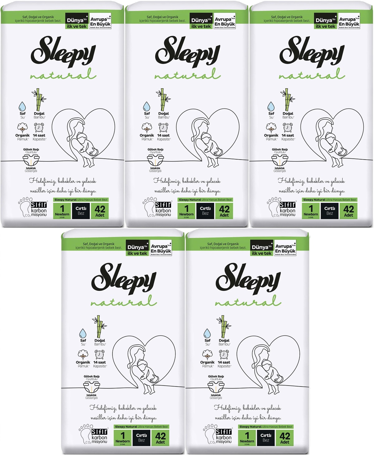 Sleepy Bebek Bezi Natural Beden:1 (2-5KG) Yeni Doğan Newborn 210 Adet Jumbo Pk (5PK*42) Sleepy Bebek Bezi Natural Beden:1 (2-5KG) Yeni Doğan Newborn 210 Adet Jumbo Pk (5PK*42)