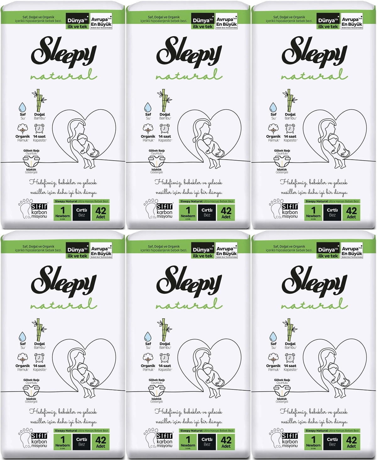 Sleepy Bebek Bezi Natural Beden:1 (2-5KG) Yeni Doğan Newborn 252 Adet Jumbo Pk (6PK*42) Sleepy Bebek Bezi Natural Beden:1 (2-5KG) Yeni Doğan Newborn 252 Adet Jumbo Pk (6PK*42)