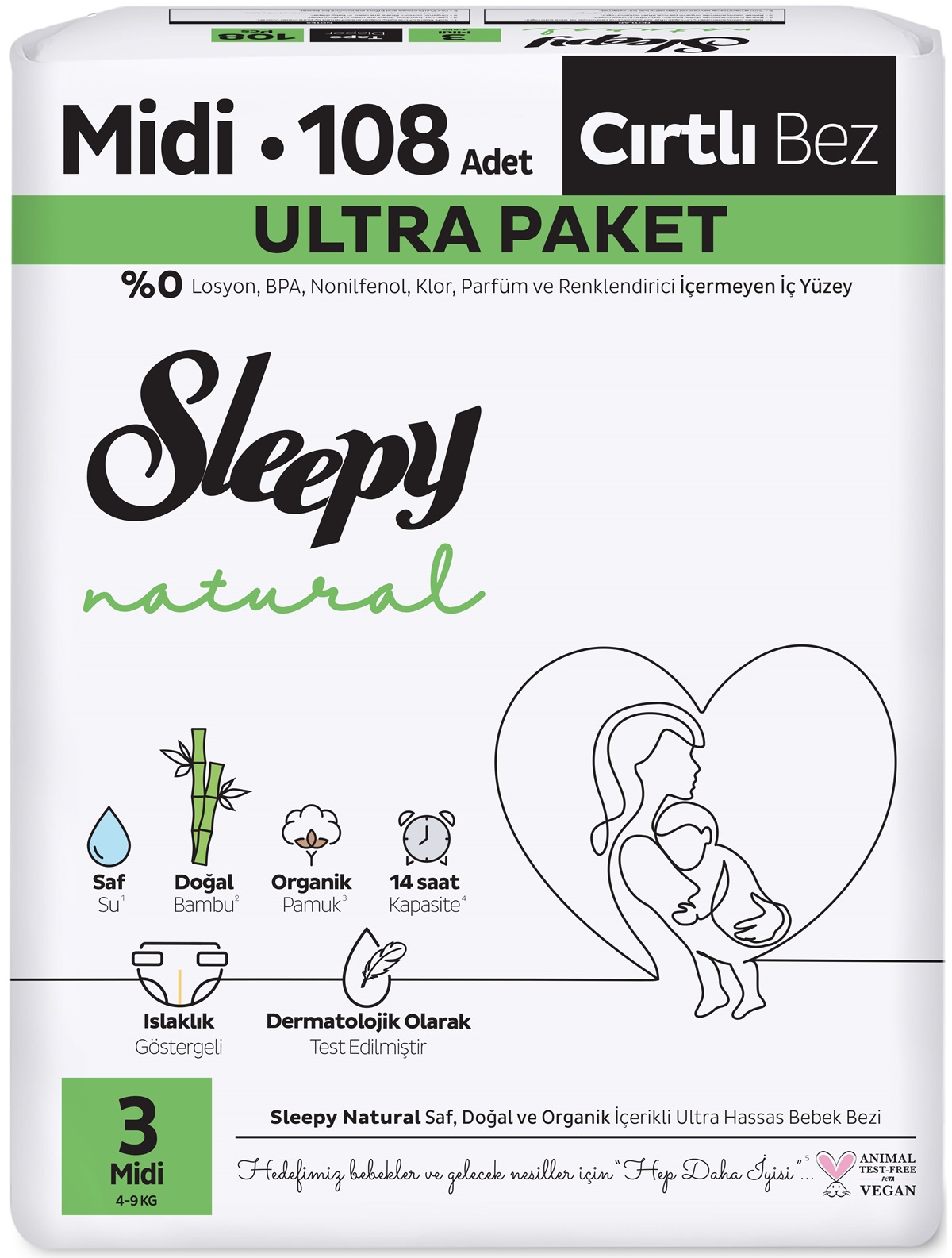 Sleepy Bebek Bezi Natural Beden:3 (4-9KG) Midi 108 Adet Ultra Pk Sleepy Bebek Bezi Natural Beden:3 (4-9KG) Midi 108 Adet Ultra Pk