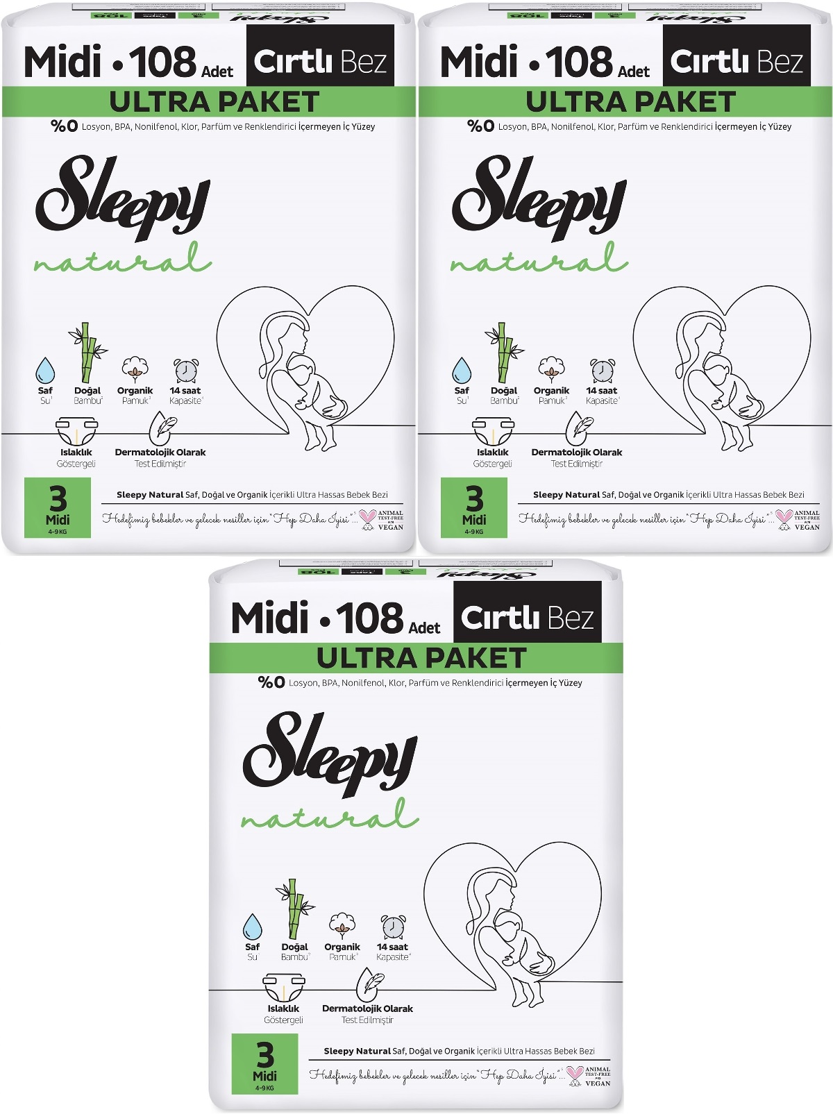 Sleepy Bebek Bezi Natural Beden:3 (4-9KG) Midi 324 Adet Aylık Ultra Pk Sleepy Bebek Bezi Natural Beden:3 (4-9KG) Midi 324 Adet Aylık Ultra Pk