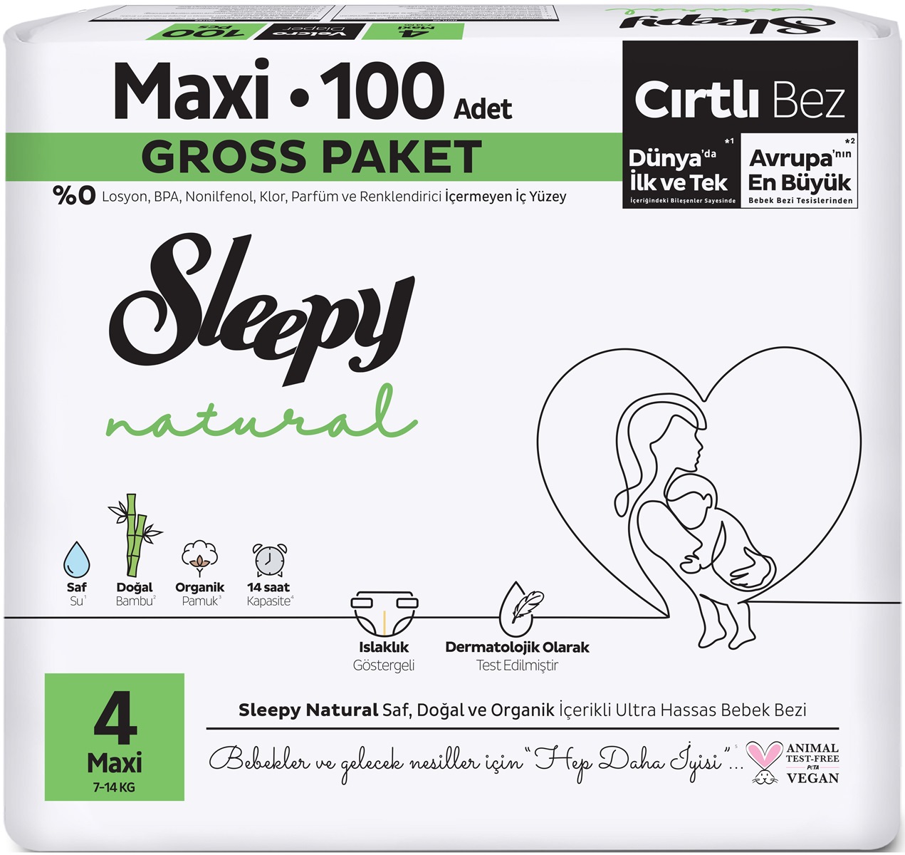Sleepy Bebek Bezi Natural Beden:4 (7-14KG) Maxi 100 Adet Gross Pk Sleepy Bebek Bezi Natural Beden:4 (7-14KG) Maxi 100 Adet Gross Pk