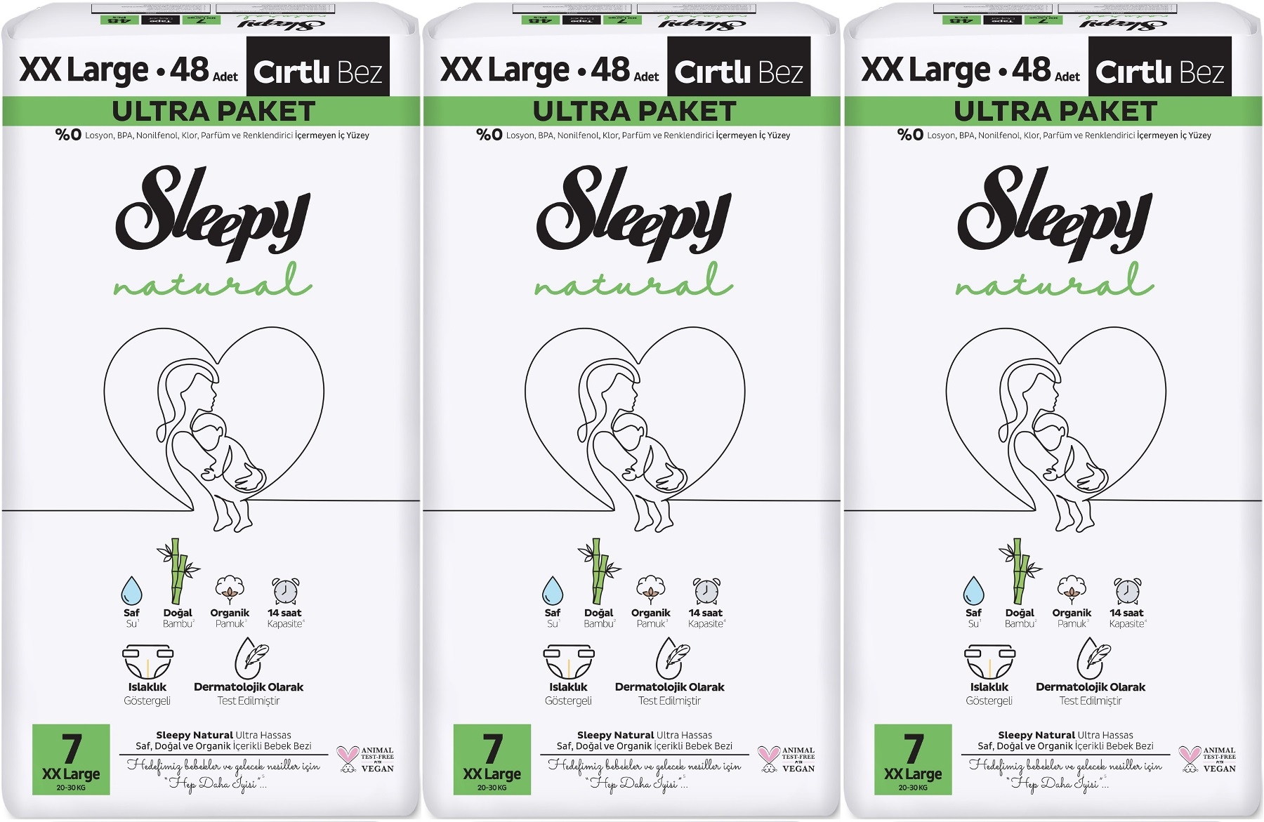 Sleepy Bebek Bezi Natural Beden:7 (20-30KG) XX Large 144 Adet Aylık Ultra Pk Sleepy Bebek Bezi Natural Beden:7 (20-30KG) XX Large 144 Adet Aylık Ultra Pk