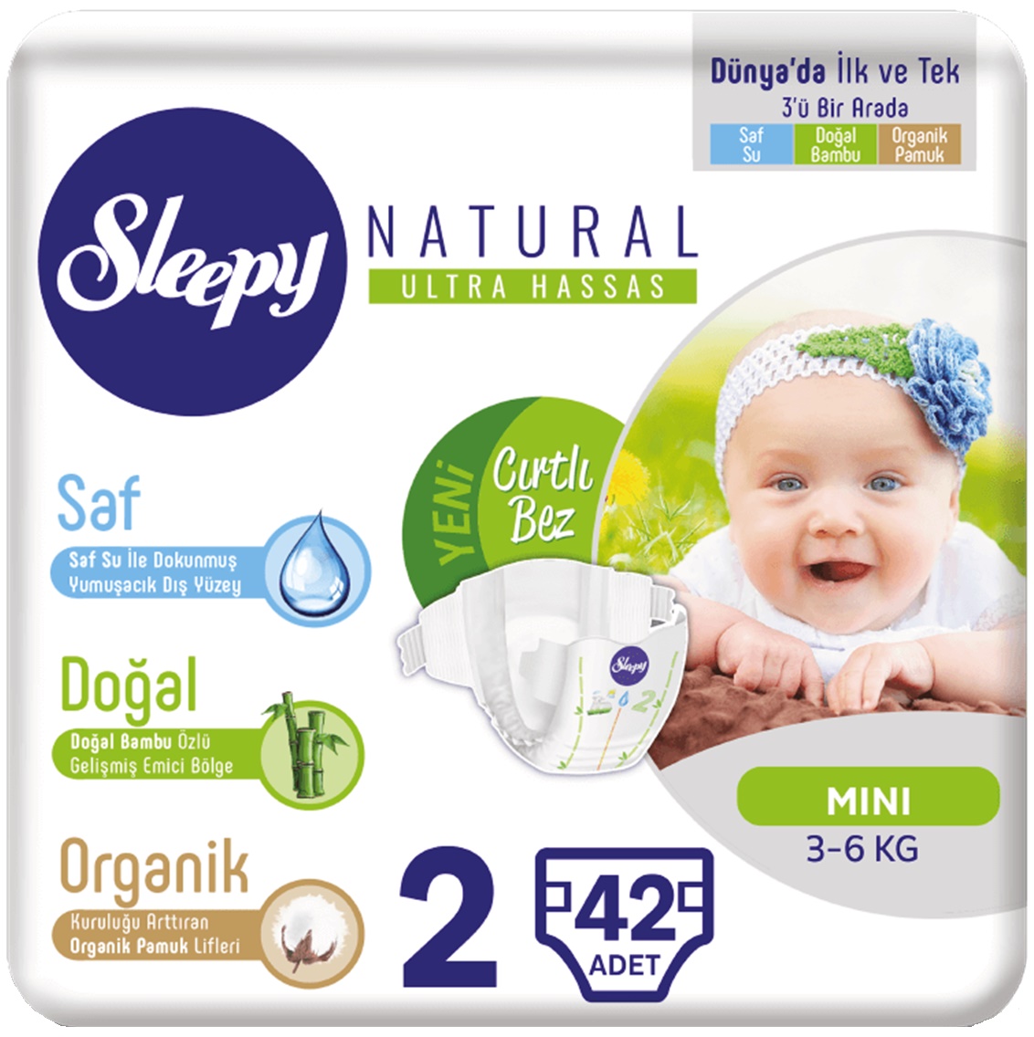 Sleepy Bebek Bezi Natural Beden:2 (3-6KG) Mini 42 Adet Jumbo Pk Sleepy Bebek Bezi Natural Beden:2 (3-6KG) Mini 42 Adet Jumbo Pk