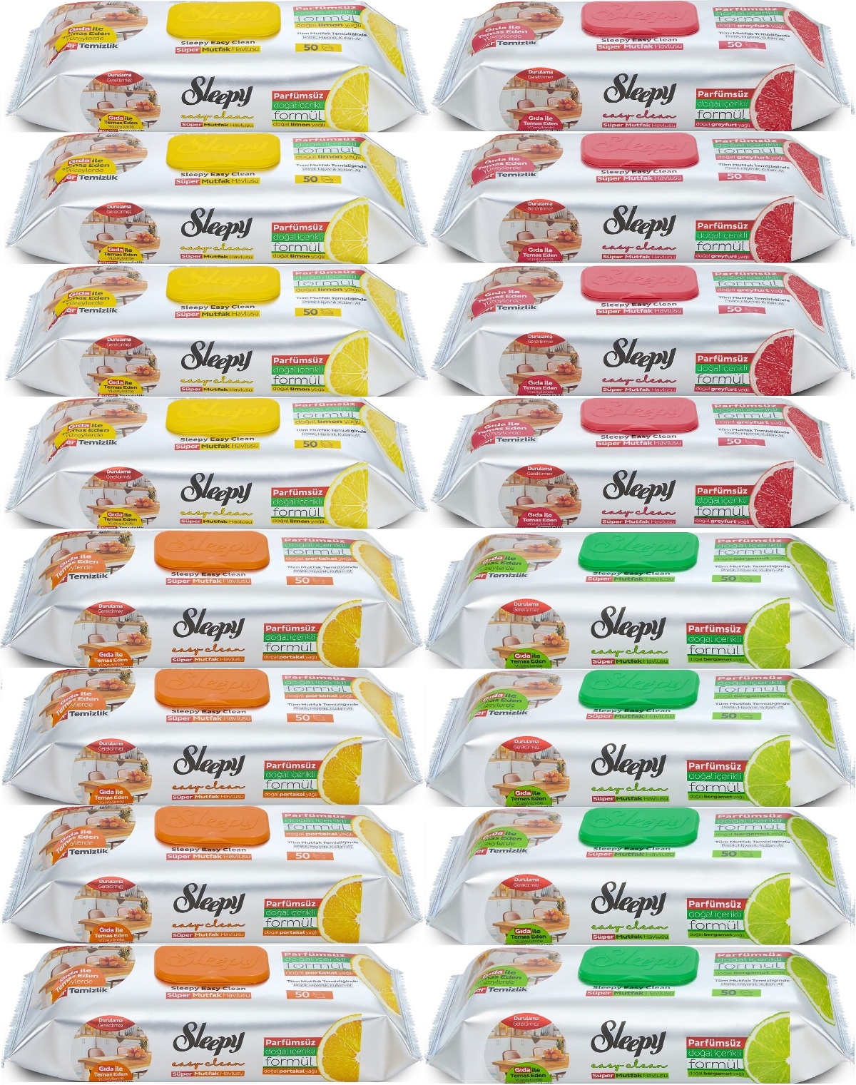 Sleepy Easy Clean Yüzey Temizlik Mutfak Havlusu - Mendili 50 Yaprak Karma (16 Lı Set) Sleepy Easy Clean Yüzey Temizlik Mutfak Havlusu - Mendili 50 Yaprak Karma (16 Lı Set)