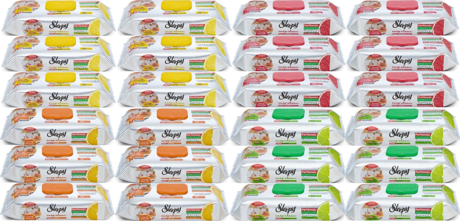 Sleepy Easy Clean Yüzey Temizlik Mutfak Havlusu - Mendili 50 Yaprak Karma (24 Lü Set) Sleepy Easy Clean Yüzey Temizlik Mutfak Havlusu - Mendili 50 Yaprak Karma (24 Lü Set)