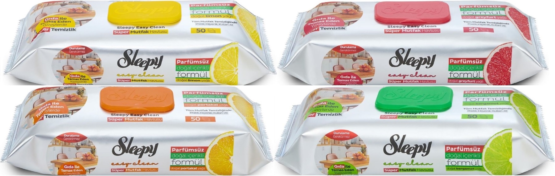 Sleepy Easy Clean Yüzey Temizlik Mutfak Havlusu - Mendili 50 Yaprak Karma (4 Lü Set) Sleepy Easy Clean Yüzey Temizlik Mutfak Havlusu - Mendili 50 Yaprak Karma (4 Lü Set)