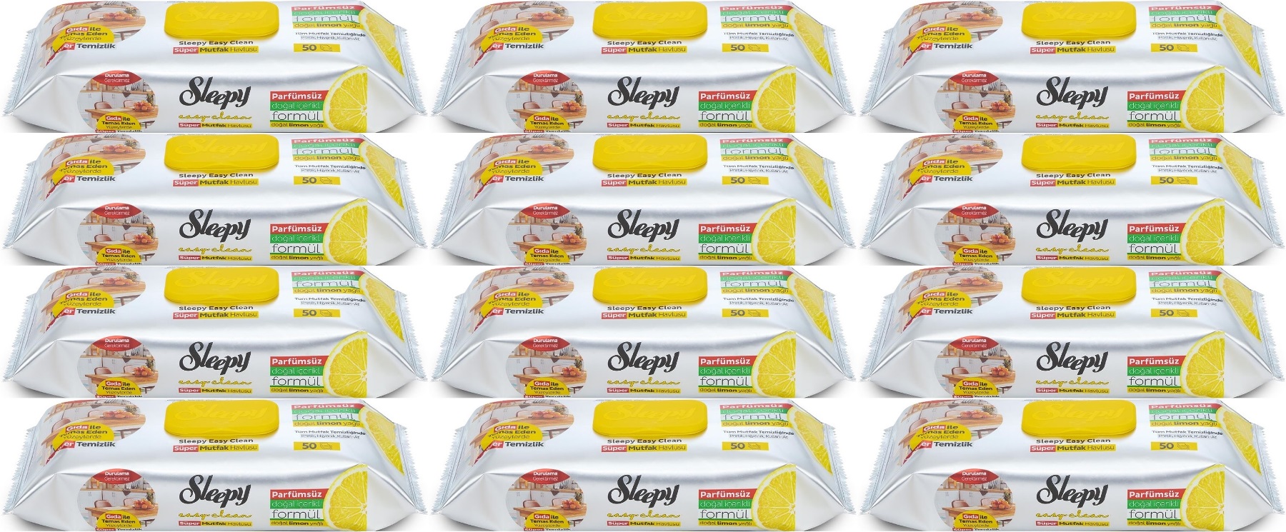 Sleepy Easy Clean Yüzey Temizlik Mutfak Havlusu-Mendili 50 Yaprak Limon Yağlı (12Li Set) 600 Yaprak Sleepy Easy Clean Yüzey Temizlik Mutfak Havlusu-Mendili 50 Yaprak Limon Yağlı (12Li Set) 600 Yaprak
