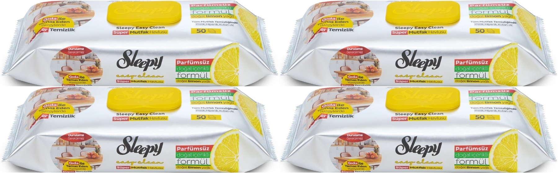 Sleepy Easy Clean Yüzey Temizlik Mutfak Havlusu -Mendili 50 Yaprak Limon Yağlı (4Lü Set) 200 Yaprak Sleepy Easy Clean Yüzey Temizlik Mutfak Havlusu -Mendili 50 Yaprak Limon Yağlı (4Lü Set) 200 Yaprak