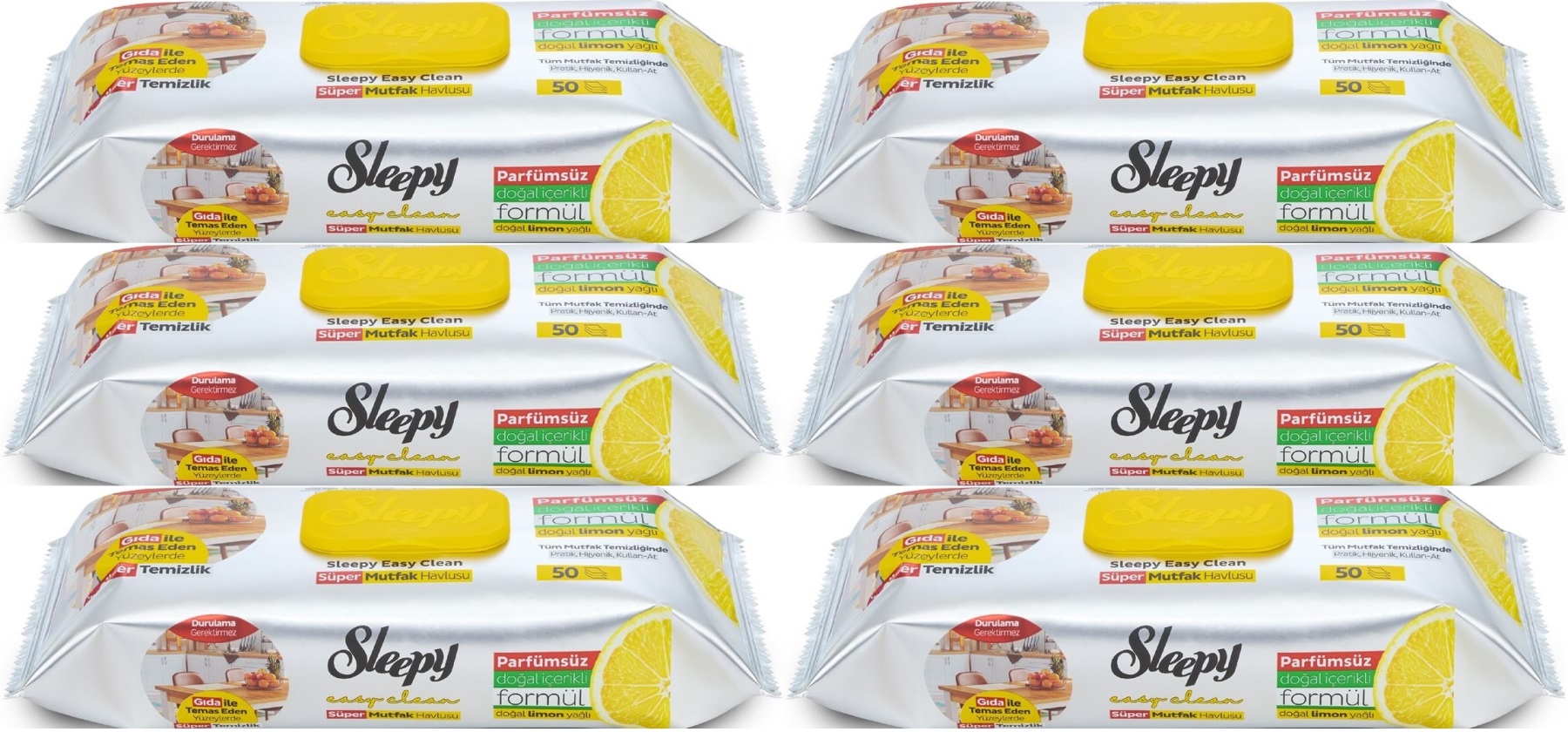 Sleepy Easy Clean Yüzey Temizlik Mutfak Havlusu -Mendili 50 Yaprak Limon Yağlı (6Lı Set) 300 Yaprak Sleepy Easy Clean Yüzey Temizlik Mutfak Havlusu -Mendili 50 Yaprak Limon Yağlı (6Lı Set) 300 Yaprak
