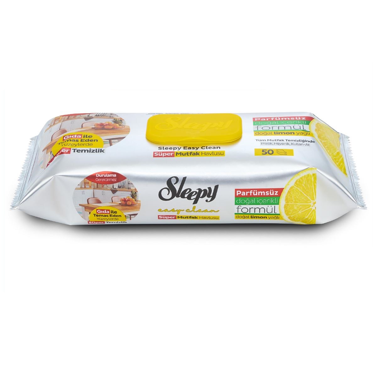 Sleepy Easy Clean Yüzey Temizlik Mutfak Havlusu - Mendili 50 Yaprak Limon Yağlı Plastik Kapaklı Sleepy Easy Clean Yüzey Temizlik Mutfak Havlusu - Mendili 50 Yaprak Limon Yağlı Plastik Kapaklı