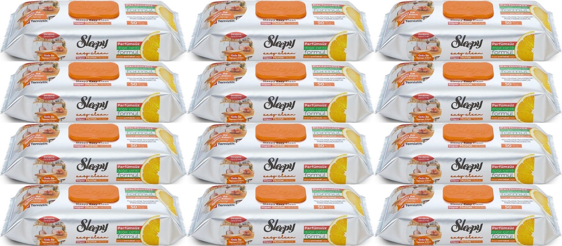 Sleepy Easy Clean Yüzey Temizlik Mutfak Havlusu-Mendili 50 Yaprak Portakal Yağlı (12Li Set) 600Yprk Sleepy Easy Clean Yüzey Temizlik Mutfak Havlusu-Mendili 50 Yaprak Portakal Yağlı (12Li Set) 600Yprk