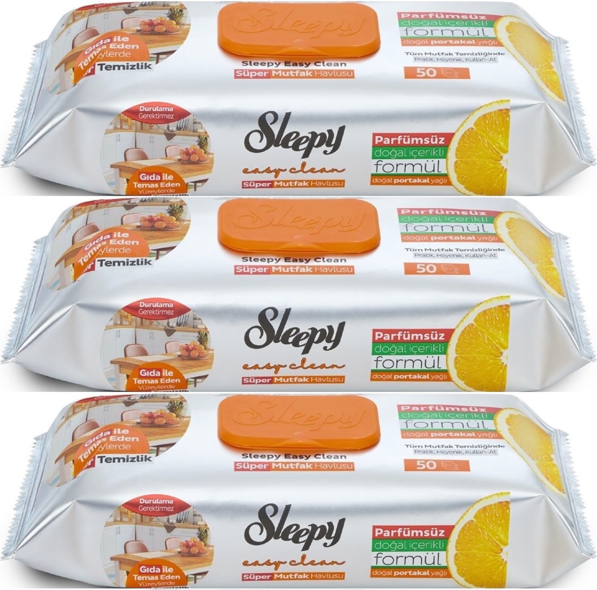 Sleepy Easy Clean Yüzey Temizlik Mutfak Havlusu -Mendili 50 Yaprak Portakal Yağlı (3Lü Set) 150Yprk Sleepy Easy Clean Yüzey Temizlik Mutfak Havlusu -Mendili 50 Yaprak Portakal Yağlı (3Lü Set) 150Yprk