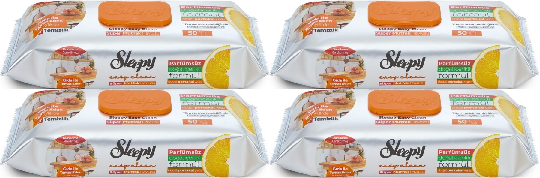 Sleepy Easy Clean Yüzey Temizlik Mutfak Havlusu -Mendili 50 Yaprak Portakal Yağlı (4Lü Set) 200Yprk Sleepy Easy Clean Yüzey Temizlik Mutfak Havlusu -Mendili 50 Yaprak Portakal Yağlı (4Lü Set) 200Yprk