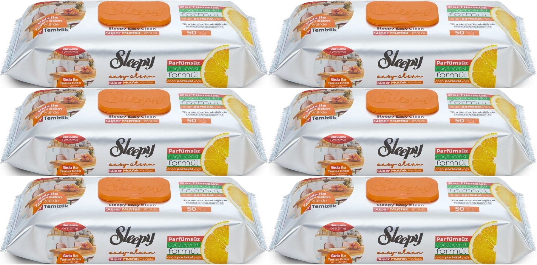 Sleepy Easy Clean Yüzey Temizlik Mutfak Havlusu -Mendili 50 Yaprak Portakal Yağlı (6Lı Set) 300Yprk Sleepy Easy Clean Yüzey Temizlik Mutfak Havlusu -Mendili 50 Yaprak Portakal Yağlı (6Lı Set) 300Yprk