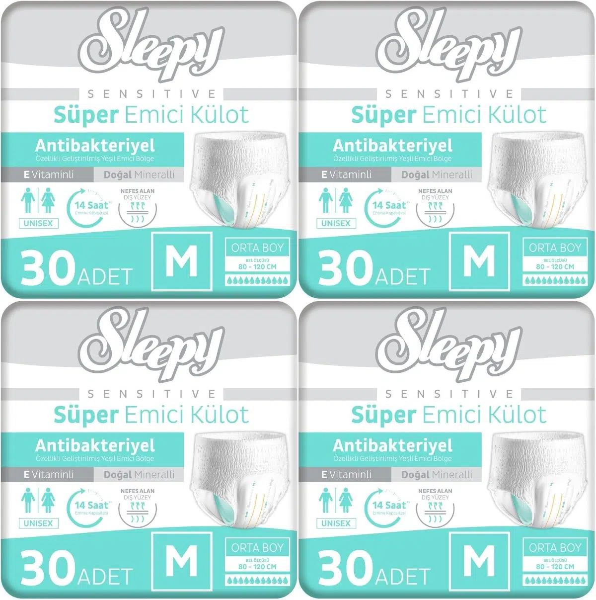 Sleepy Yetişkin Bezi Emici Külot M - Orta - Medium 120 Adet (4PK*30)