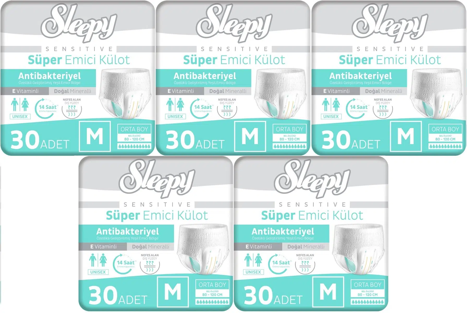 Sleepy Yetişkin Bezi Emici Külot M - Orta - Medium 150 Adet (5PK*30)