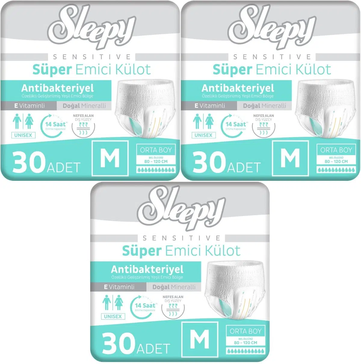 Sleepy Yetişkin Bezi Emici Külot M - Orta - Medium 90 Adet (3PK*30)