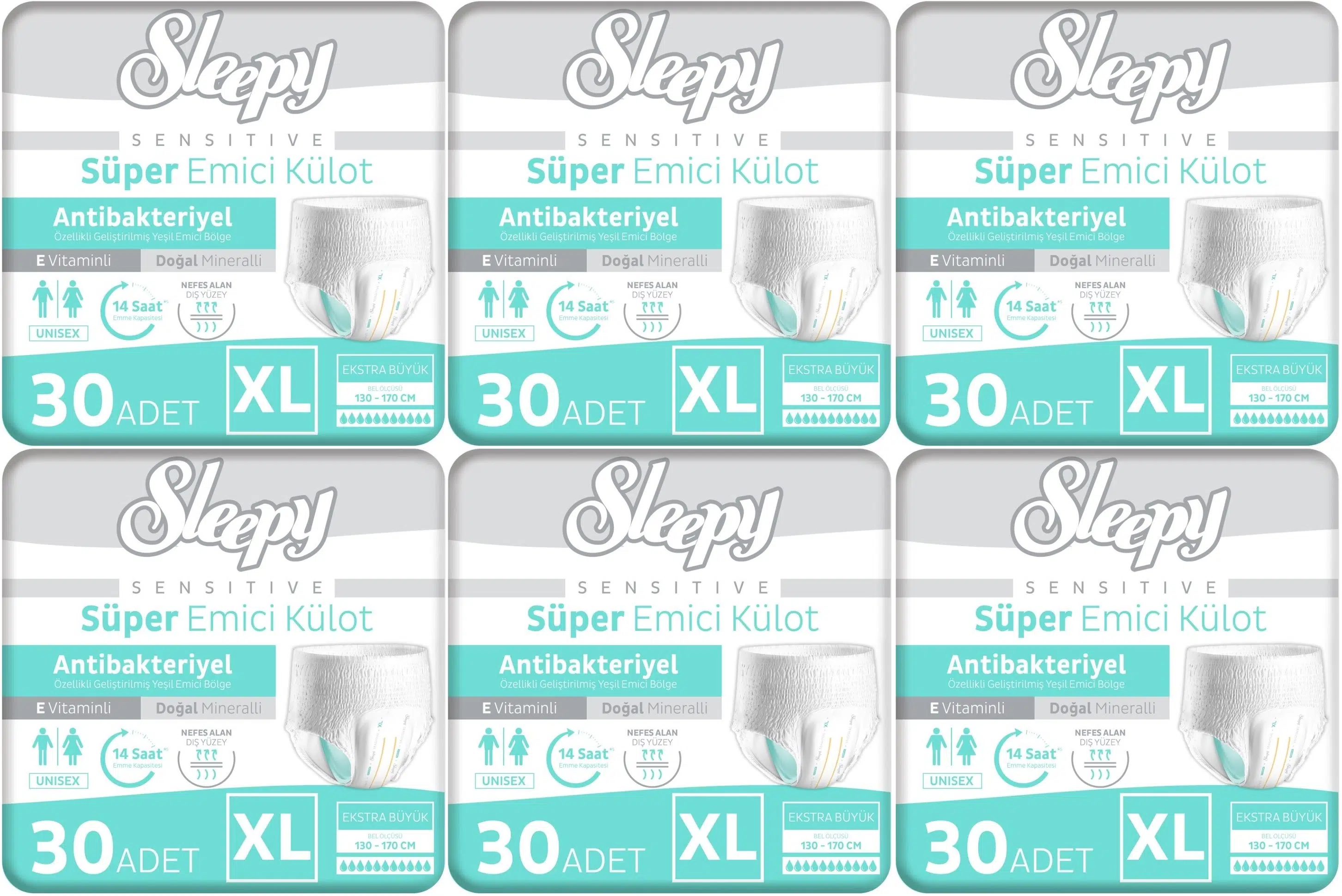 Sleepy Yetişkin Bezi Emici Külot XL - Ekstra Büyük - Extra Large 180 Adet (6PK*30)