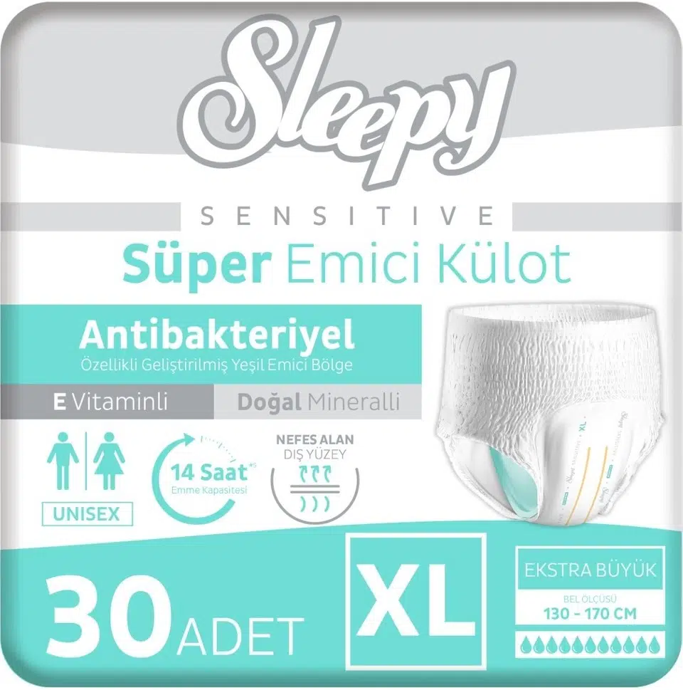 Sleepy Yetişkin Bezi Emici Külot XL - Ekstra Büyük - Extra Large 30 Adet Tekli Pk