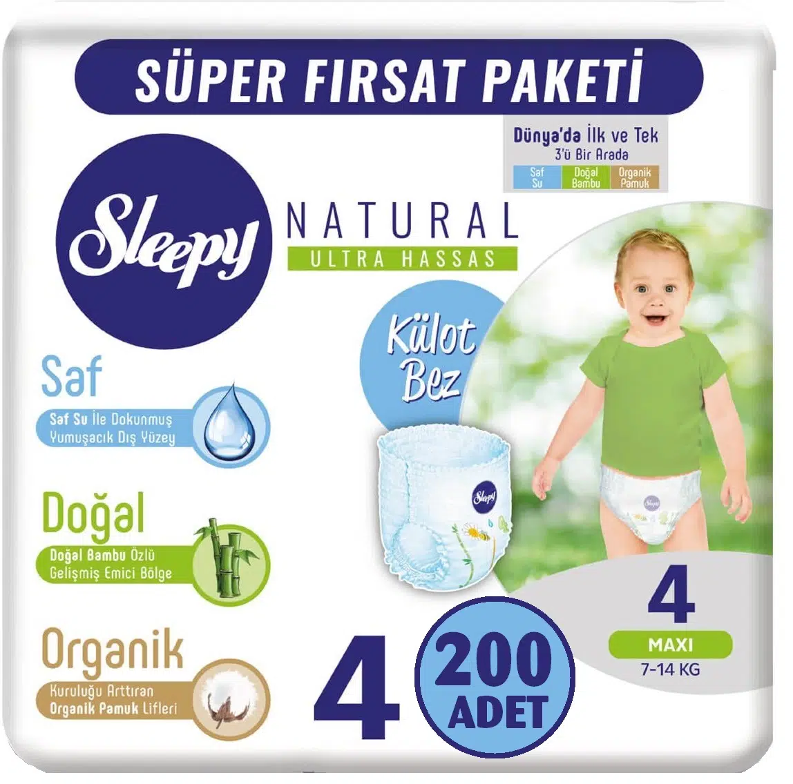 Sleepy Külot Bebek Bezi Beden:4 (7-14Kg) Maxi 200 Adet Mega Pk