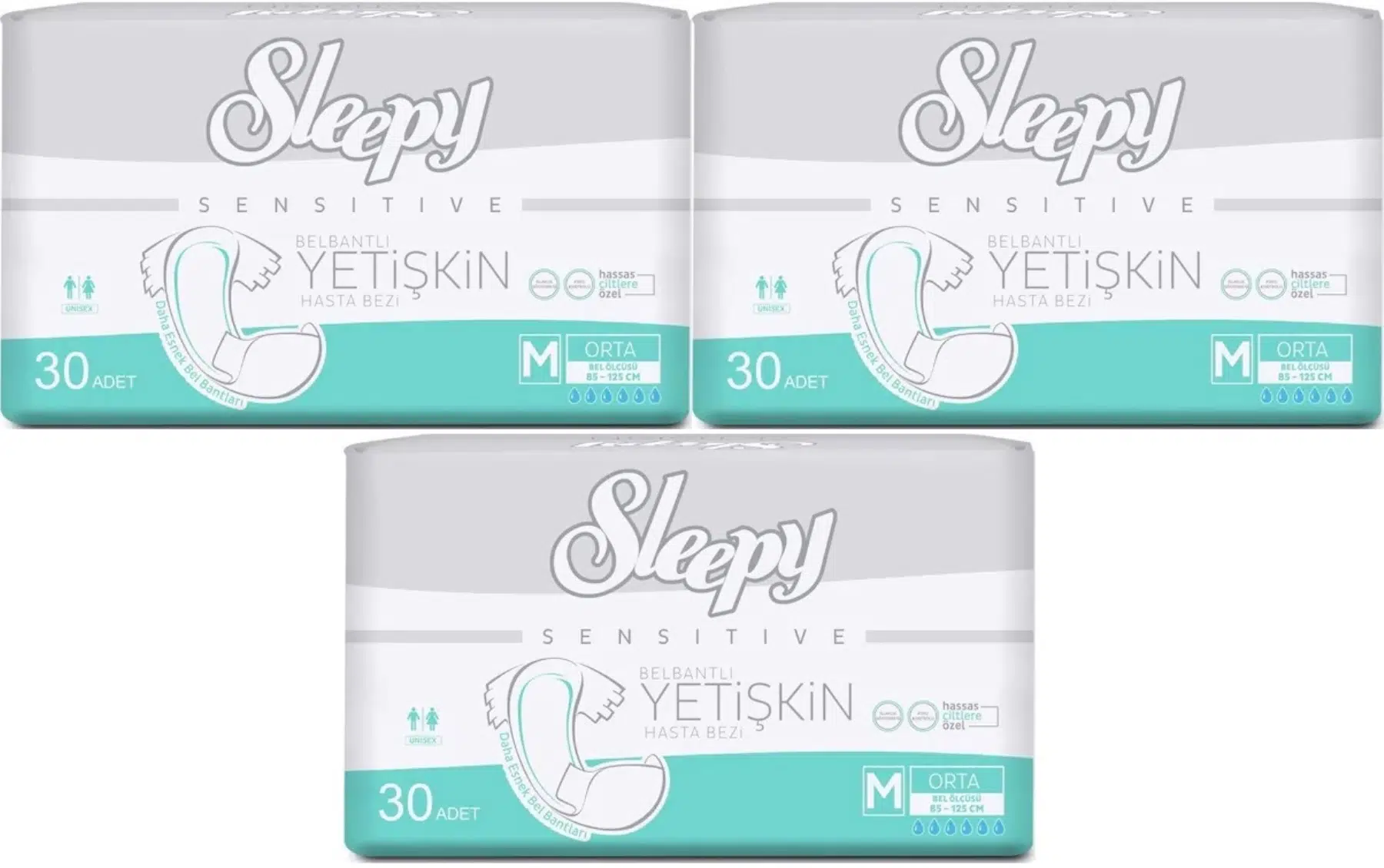 Sleepy Yetişkin Bezi Bel Bantlı M - Orta - Medium 90 Adet (3PK*30)