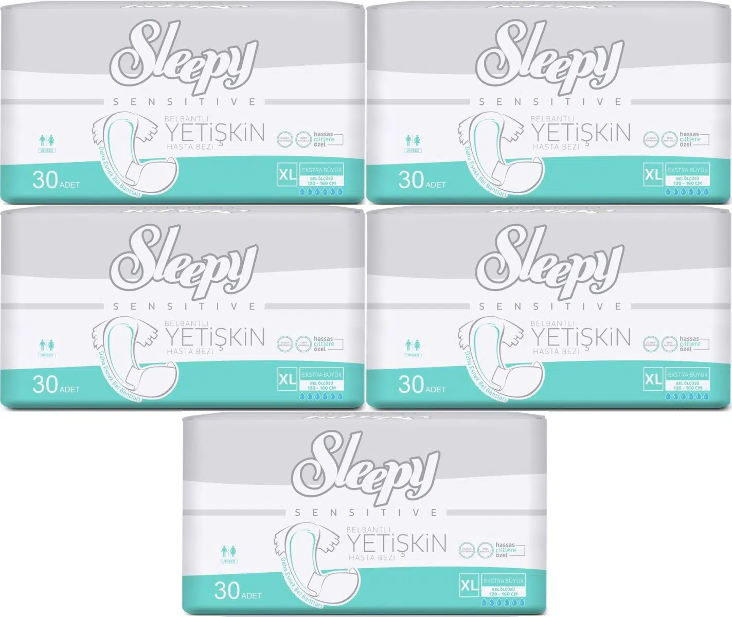 Sleepy Yetişkin Bezi Bel Bantlı XL - Extra Large - Ekstra Large 150 Adet (5PK*30)