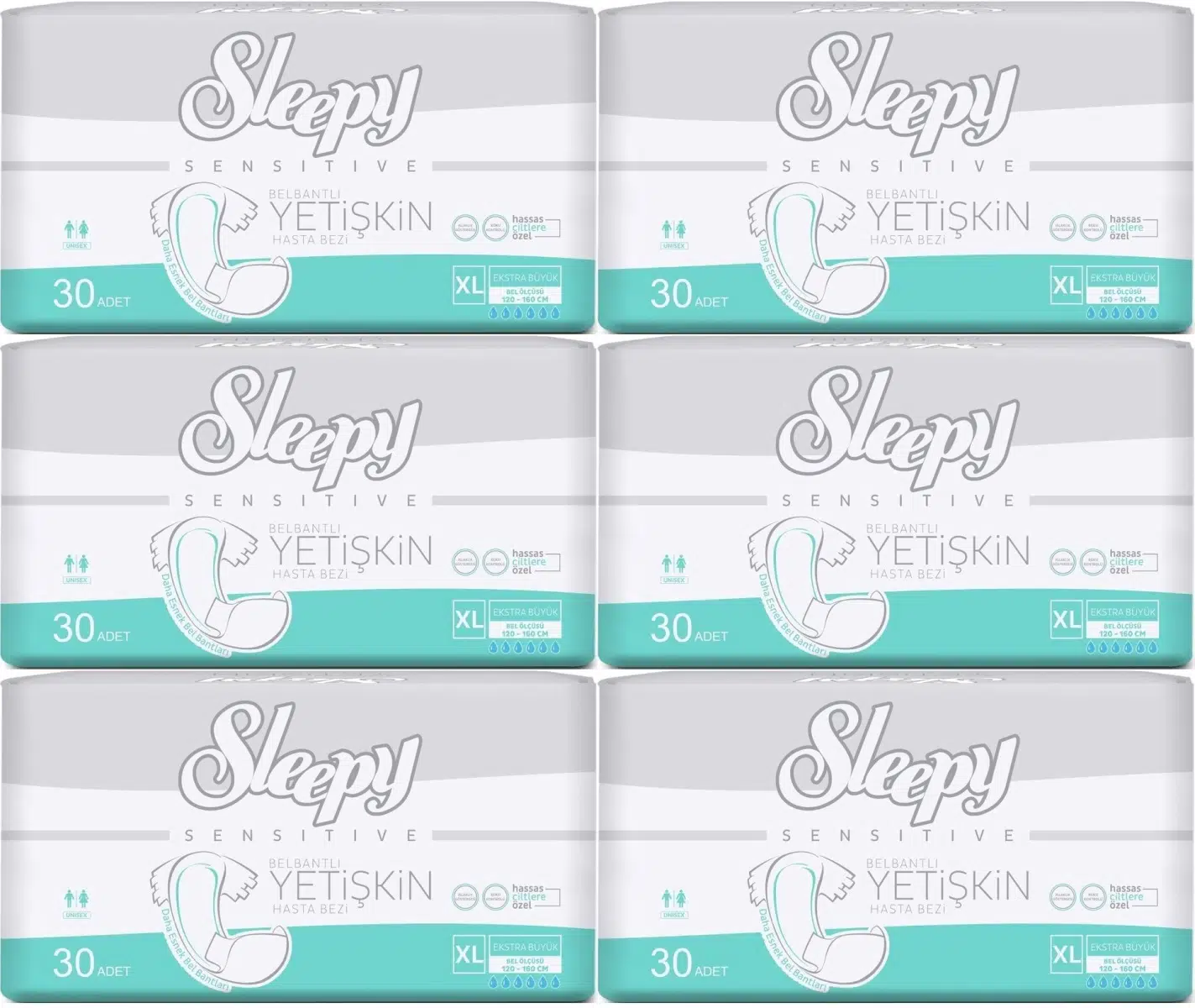 Sleepy Yetişkin Bezi Bel Bantlı XL - Extra Large - Ekstra Large 180 Adet (6PK*30)