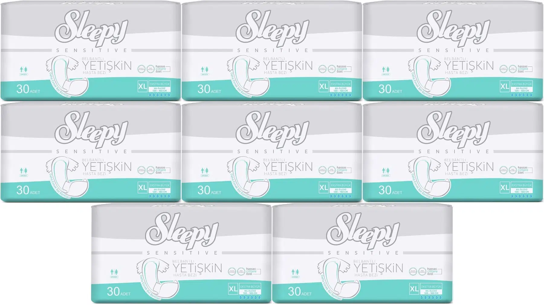 Sleepy Yetişkin Bezi Bel Bantlı XL - Extra Large - Ekstra Large 240 Adet (8PK*30)