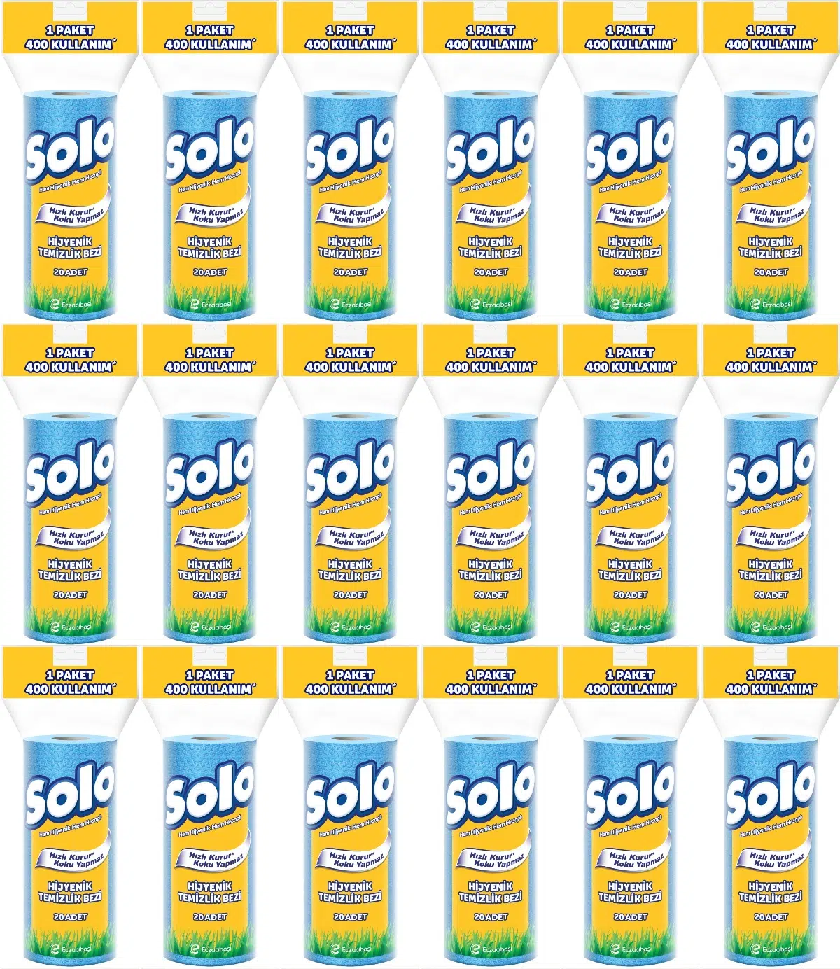 Solo Hijyenik Temizlik Bezi (İç adet 20 Li) (Kokusuz ve Hızla Kuruyan) (18 Li Set)