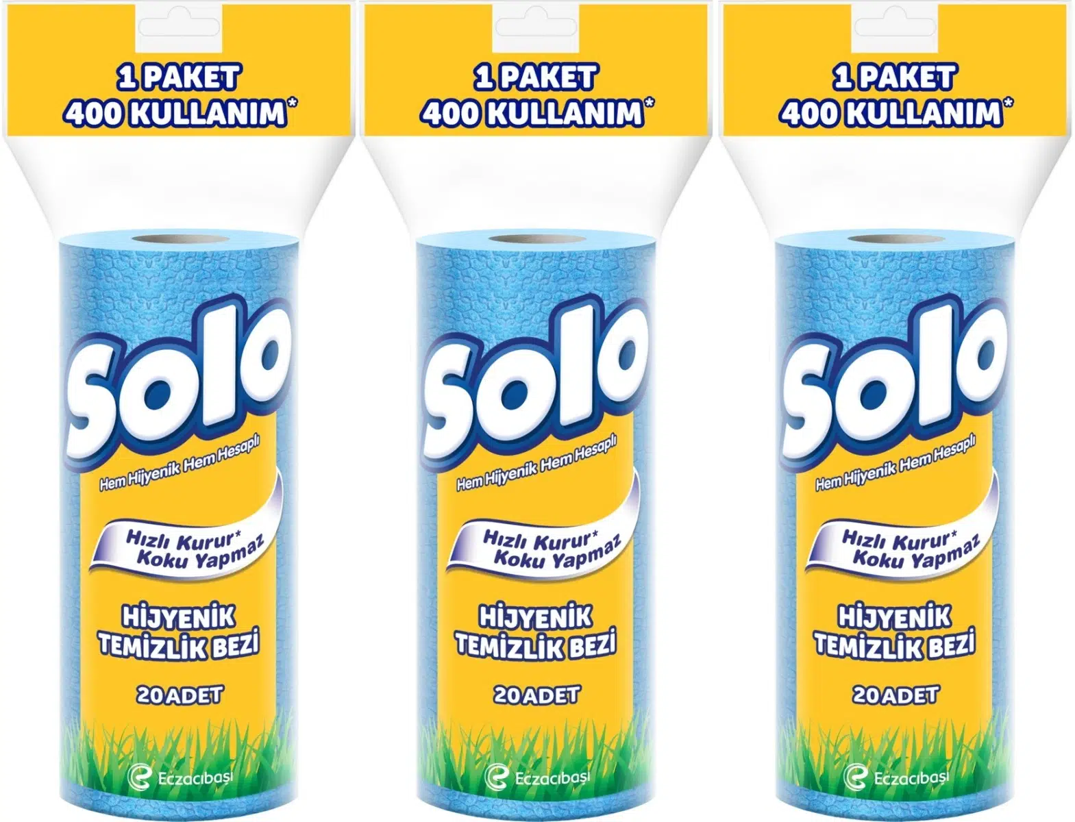 Solo Hijyenik Temizlik Bezi (İç adet 20 Li) (Kokusuz ve Hızla Kuruyan) (3 Lü Set)