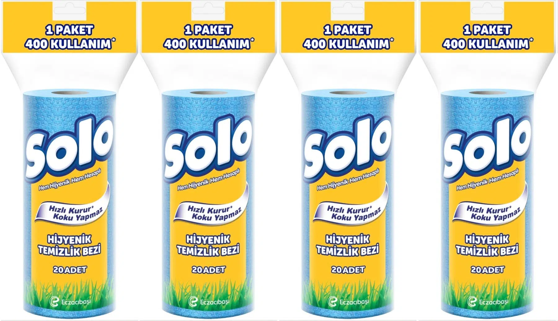 Solo Hijyenik Temizlik Bezi (İç adet 20 Li) (Kokusuz ve Hızla Kuruyan) (4 Lü Set)