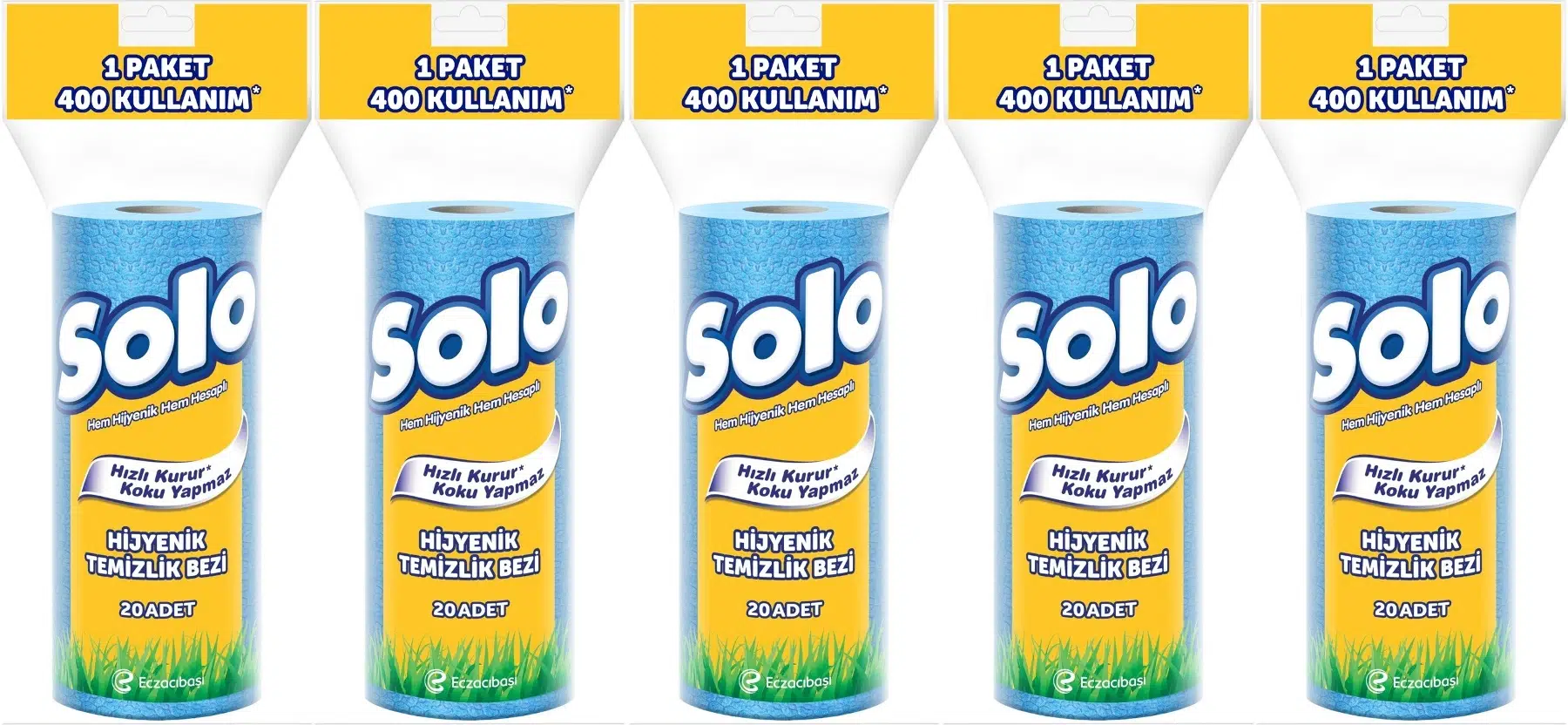 Solo Hijyenik Temizlik Bezi (İç adet 20 Li) (Kokusuz ve Hızla Kuruyan) (5 Li Set)