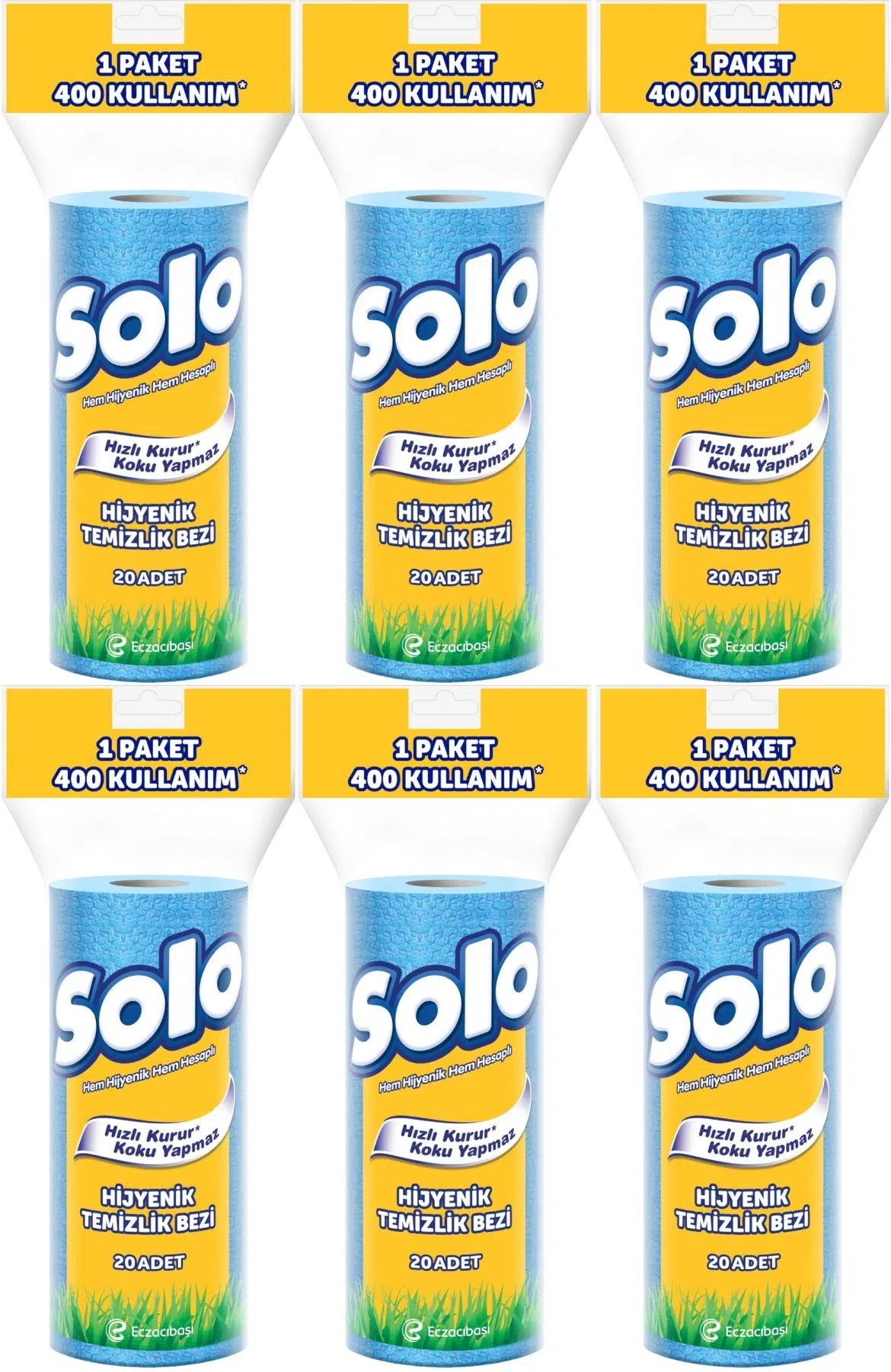 Solo Hijyenik Temizlik Bezi (İç adet 20 Li) (Kokusuz ve Hızla Kuruyan) (6 Lı Set)