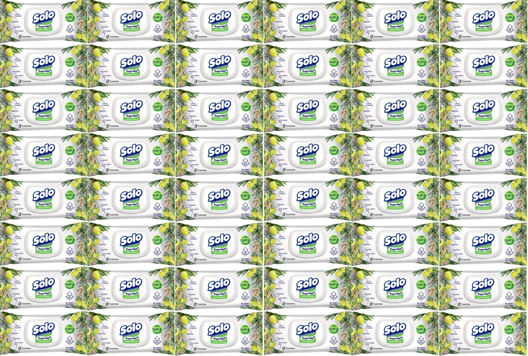 Solo Islak Havlu Mendil 50 Yaprak Limon & Biberiye (48 Li Set) (16PK*3) 2400 Yaprak Solo Islak Havlu Mendil 50 Yaprak Limon & Biberiye (48 Li Set) (16PK*3) 2400 Yaprak