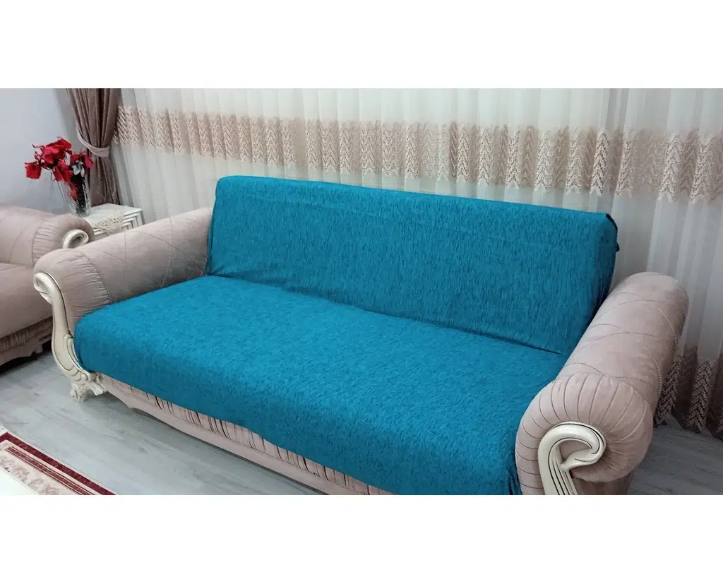 Şönil El Dokuma Kolsuz Koltuk Örtüsü (3+3)-Petrol