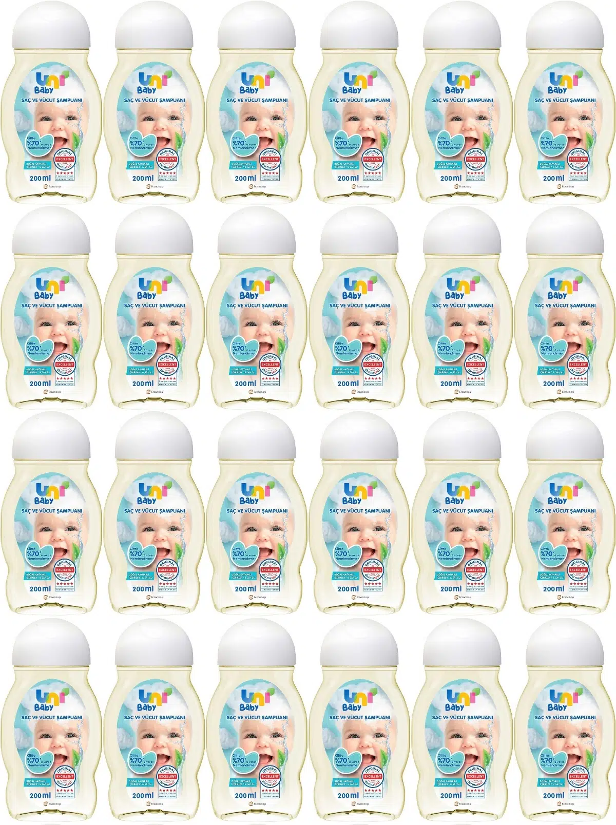 Uni Baby Bebek Saç ve Vücut Şampuanı 200ML Klasik (24 Lü Set)
