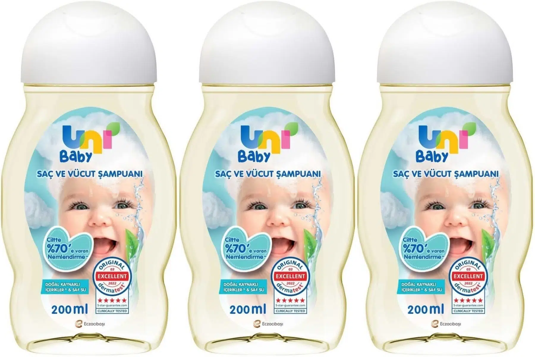 Uni Baby Bebek Saç ve Vücut Şampuanı 200ML Klasik (3 Lü Set)