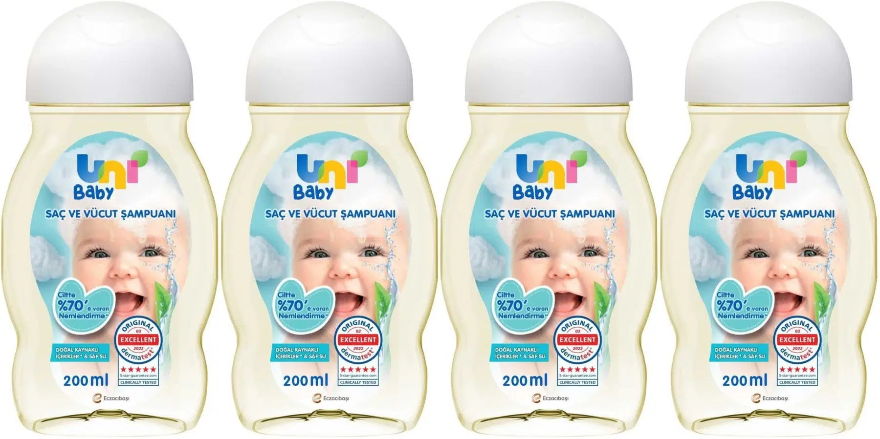 Uni Baby Bebek Saç ve Vücut Şampuanı 200ML Klasik (4 Lü Set)