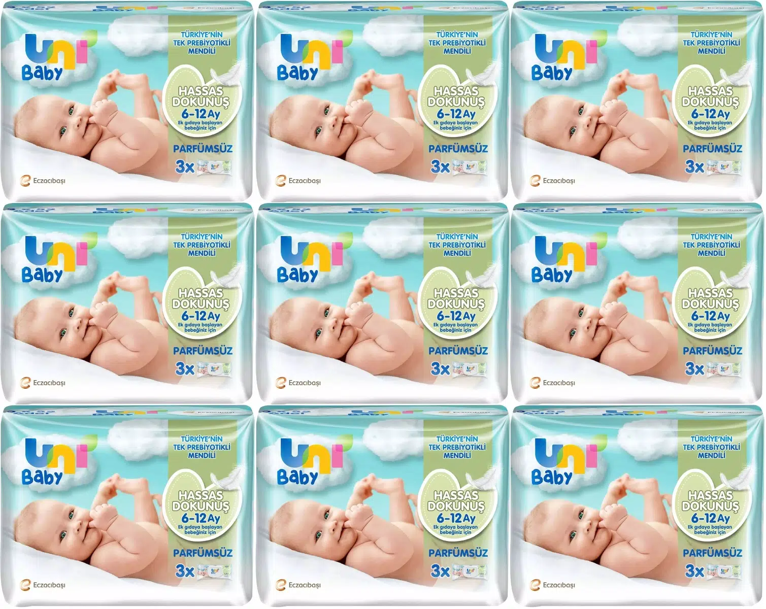 Uni Baby Islak Havlu Hassas Dokunuş 52 Yaprak (27 Li Set) 1404 Yaprak (9PK*3)