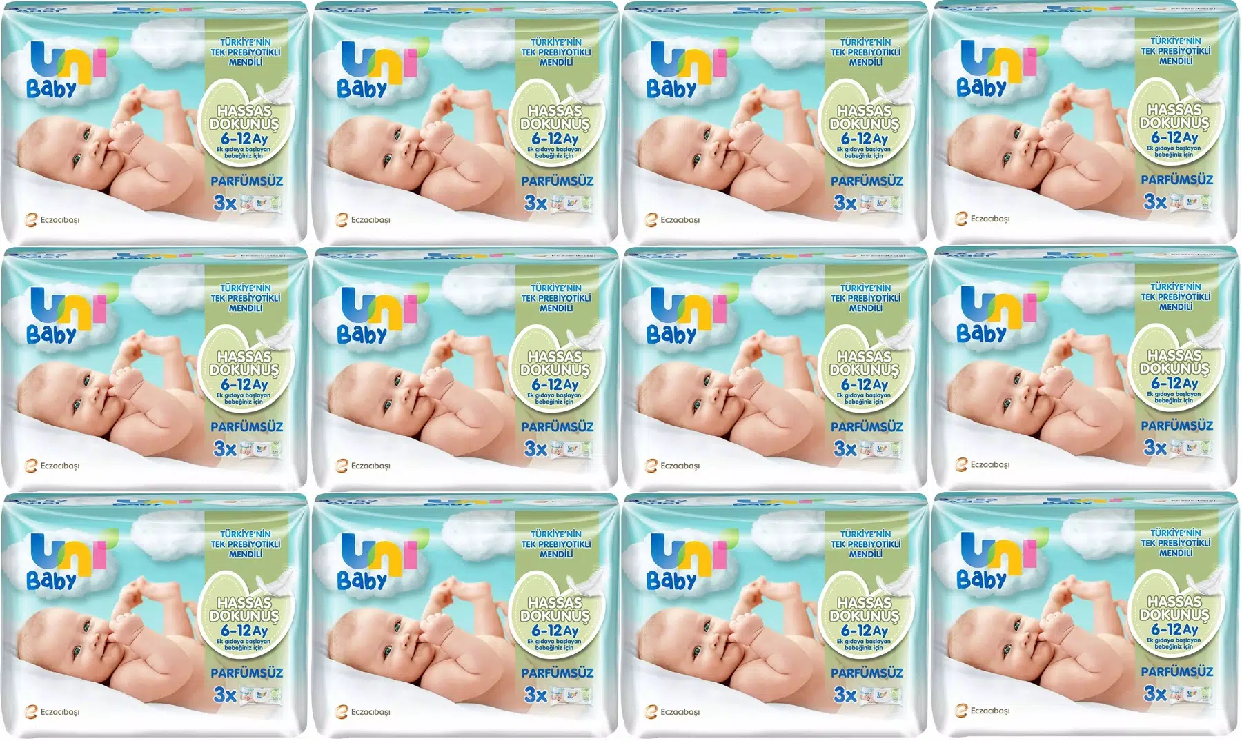Uni Baby Islak Havlu Hassas Dokunuş 52 Yaprak (36 Lı Set) 1872 Yaprak (12PK*3)