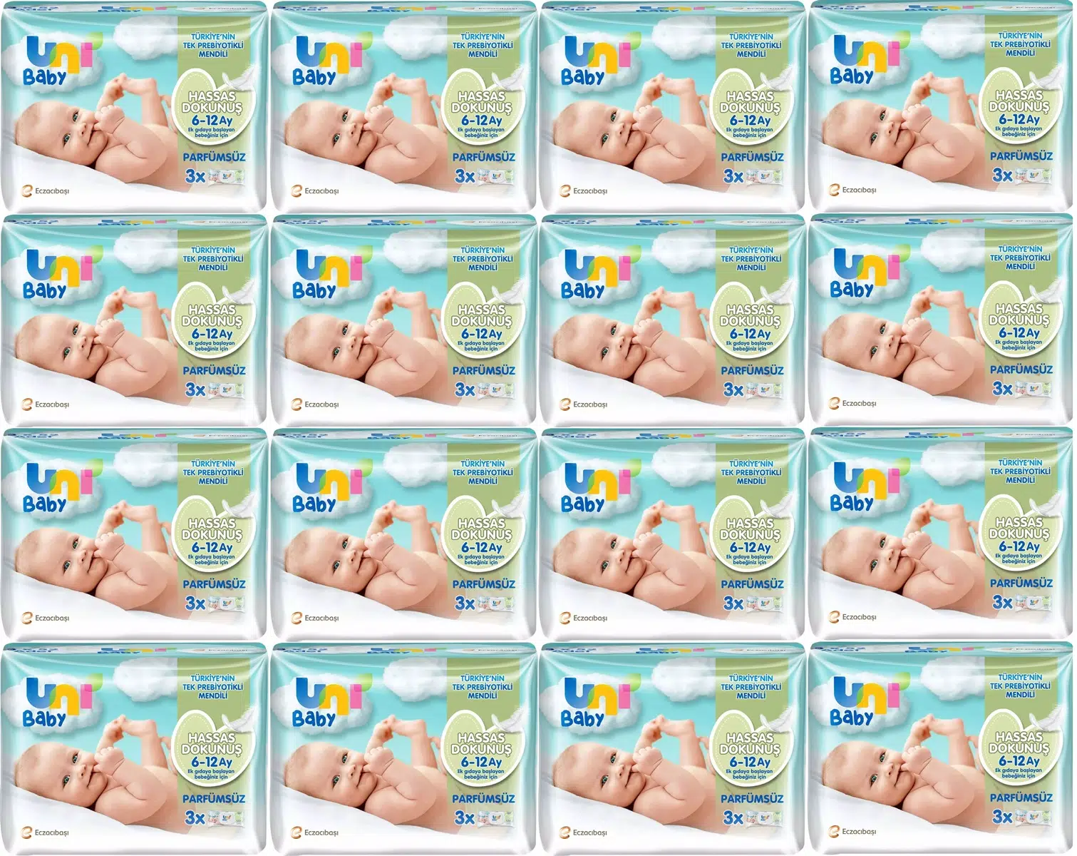 Uni Baby Islak Havlu Hassas Dokunuş 52 Yaprak (48 Li Set) 2496 Yaprak (16PK*3)