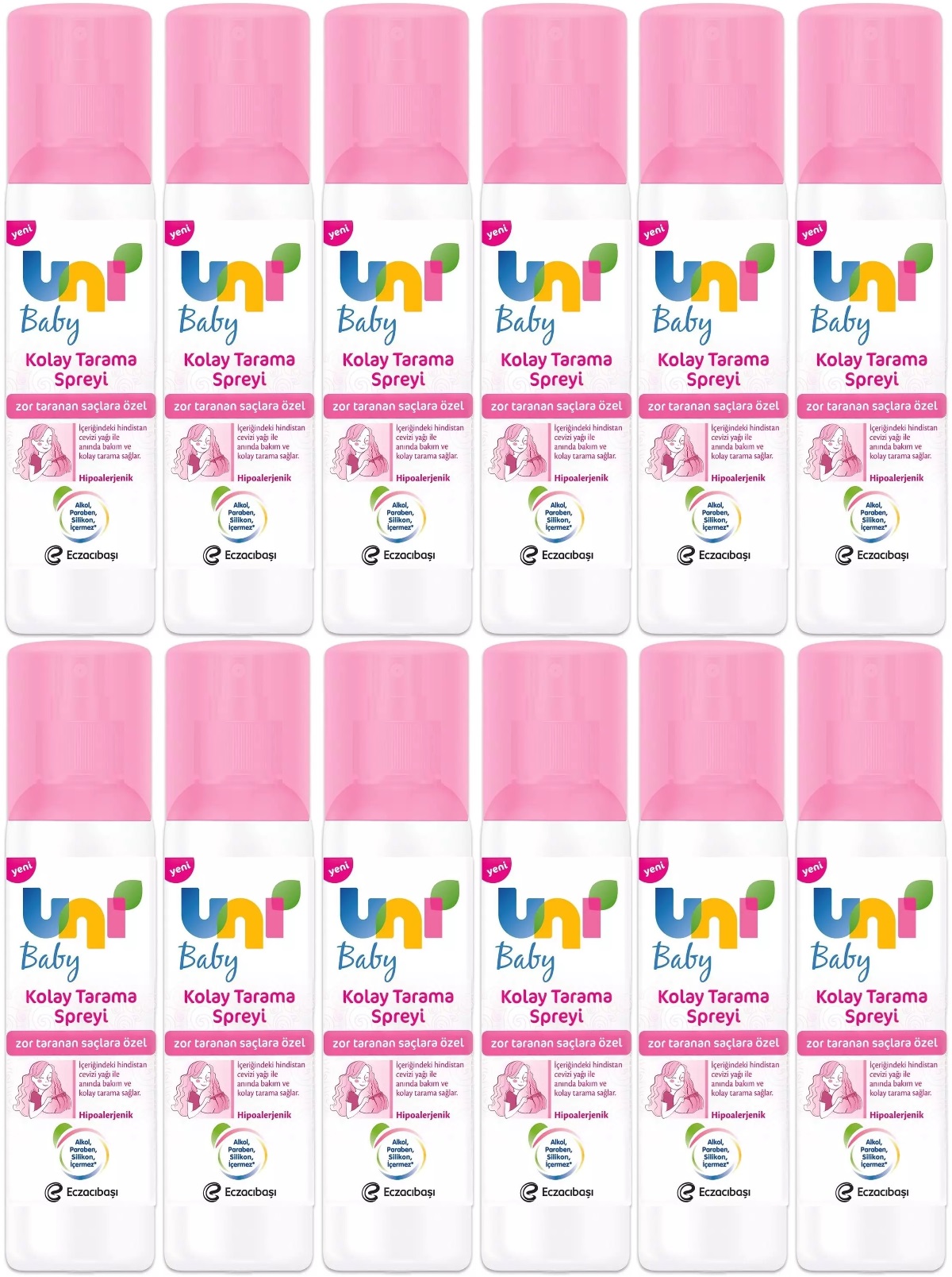 Uni Baby Kolay Saç Tarama Spreyi 200ML (Yeni) Zor Taranan Saçlara Özel (12 Li Set) Uni Baby Kolay Saç Tarama Spreyi 200ML (Yeni) Zor Taranan Saçlara Özel (12 Li Set)