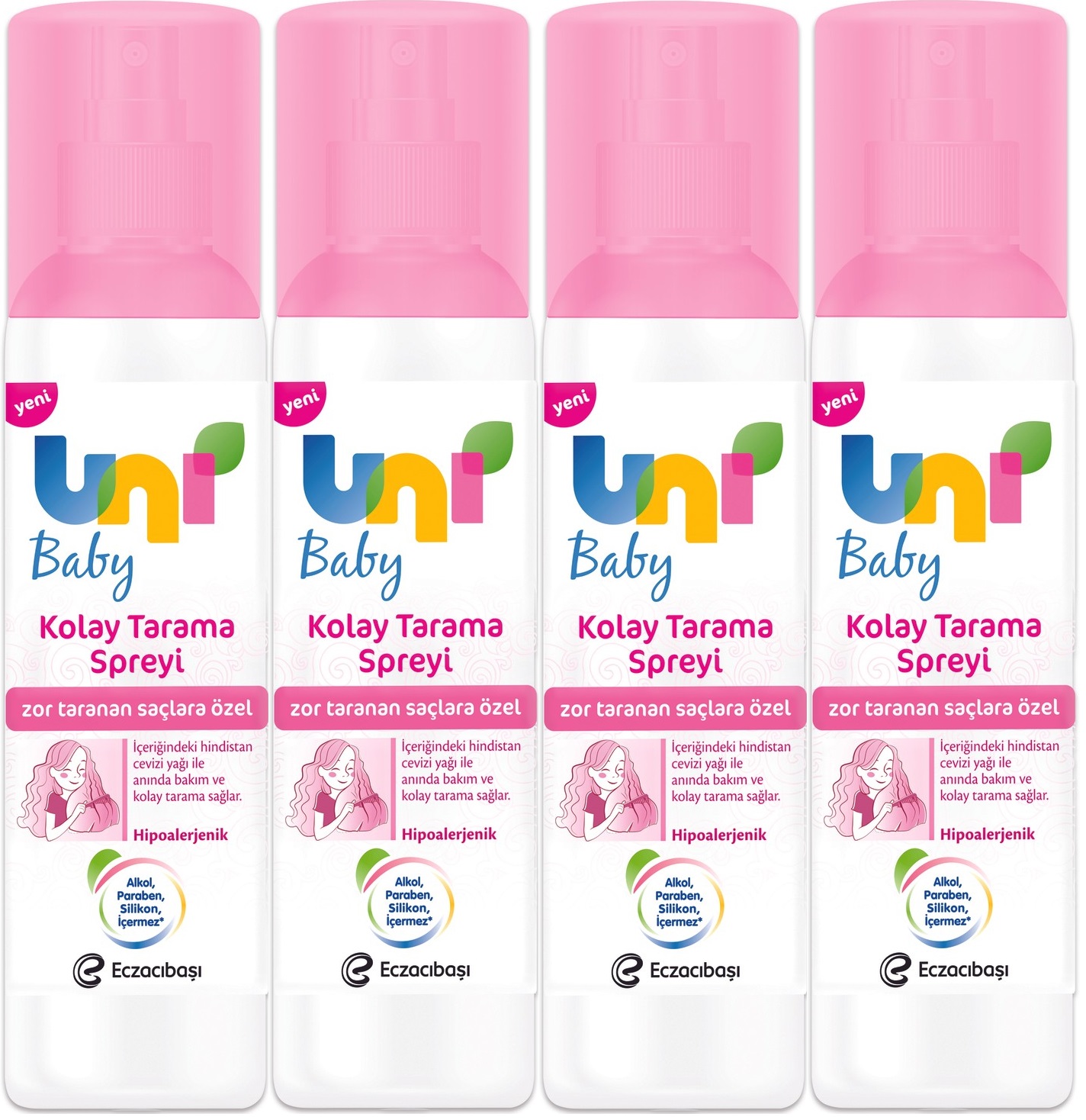 Uni Baby Kolay Saç Tarama Spreyi 200ML (Yeni) Zor Taranan Saçlara Özel (4 Lü Set) Uni Baby Kolay Saç Tarama Spreyi 200ML (Yeni) Zor Taranan Saçlara Özel (4 Lü Set)