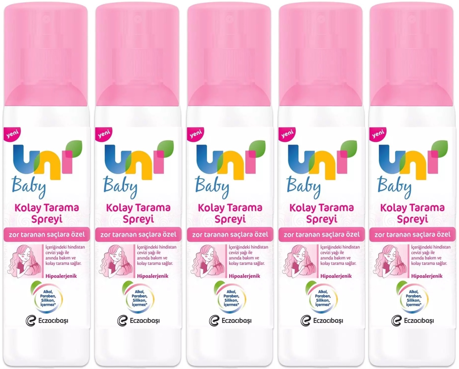Uni Baby Kolay Saç Tarama Spreyi 200ML (Yeni) Zor Taranan Saçlara Özel (5 Li Set) Uni Baby Kolay Saç Tarama Spreyi 200ML (Yeni) Zor Taranan Saçlara Özel (5 Li Set)