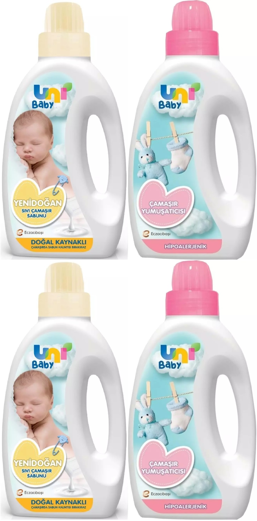 Uni Baby Yeni Doğan Çamaşır Deterjanı/Sabunu 1500ML (Sarı) + Yumuşatıcı 1500ML Hassas Ciltler İçin/Hipoalerjenik (Pembe) Karma (4 Lü Set) Uni Baby Yeni Doğan Çamaşır Deterjanı/Sabunu 1500ML (Sarı) + Yumuşatıcı 1500ML Hassas Ciltler İçin/Hipoalerjenik (Pembe) Karma (4 Lü Set)
