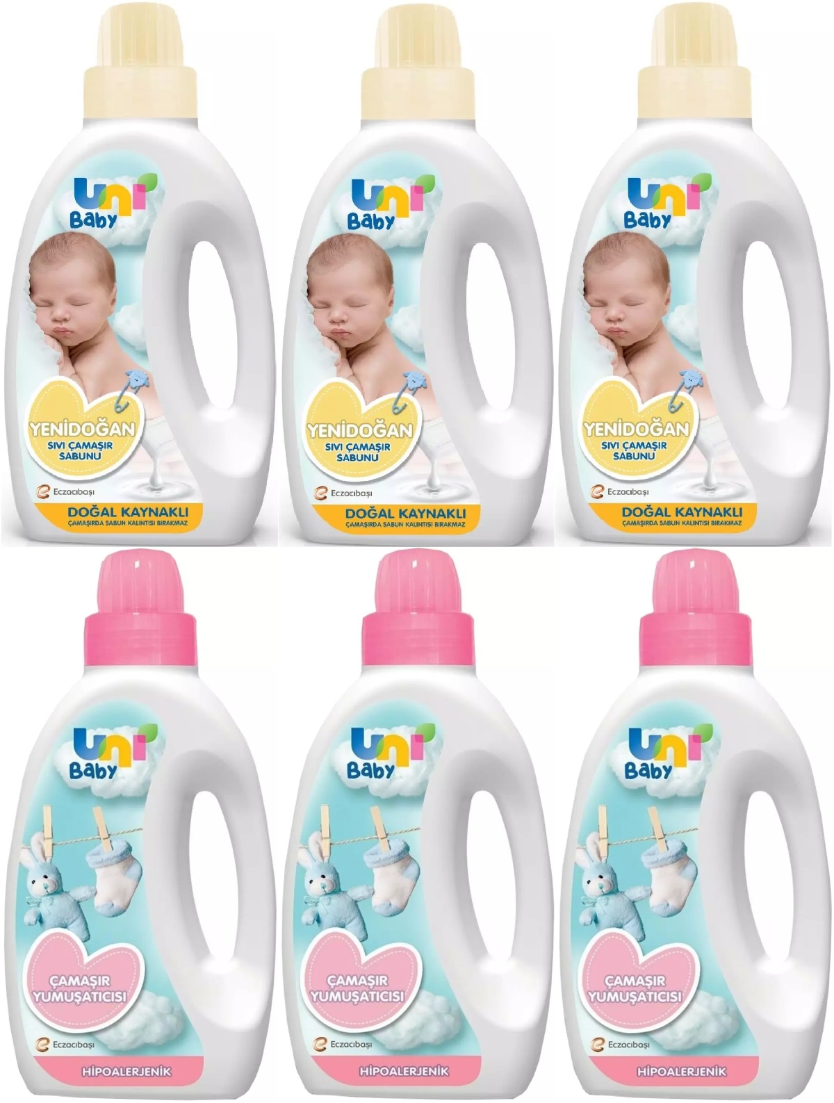 Uni Baby Yeni Doğan Çamaşır Deterjanı/Sabunu 1500ML (Sarı) + Yumuşatıcı 1500ML Hassas Ciltler İçin/Hipoalerjenik (Pembe) Karma (6 Lı Set) Uni Baby Yeni Doğan Çamaşır Deterjanı/Sabunu 1500ML (Sarı) + Yumuşatıcı 1500ML Hassas Ciltler İçin/Hipoalerjenik (Pembe) Karma (6 Lı Set)
