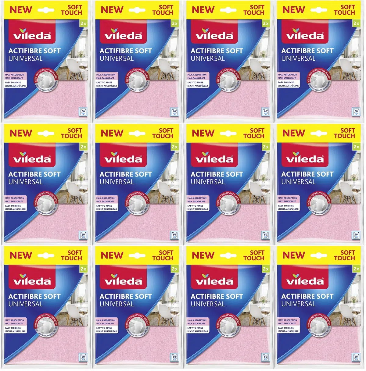 Vileda Actifibre Soft Universal New Soft Touch (Paket içi 2 Li) (12 Li Set)